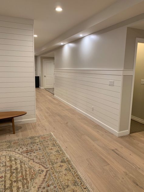 Family Basement Finish - Scandinavian - Basement - Denver - by Graham & McCormack Design LLC | Houzz Shiplap Wall Basement, Basement Painting, Basement Entrance, Dream Basement, Basement Lighting, Basement Furniture, Basement Playroom, Basement Inspiration, Wall Paneling Diy