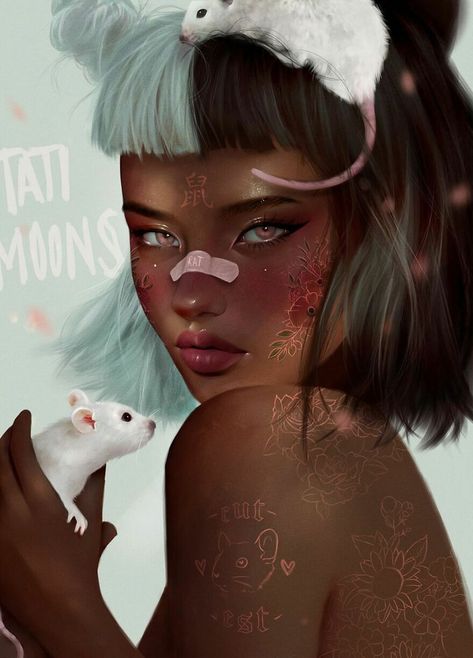 Tati Moons, Arte Aries, Zodiac Chinese, Photographie Portrait Inspiration, Four Elements, Digital Portrait Art, Black Art Pictures, Digital Paintings, Zodiac Art