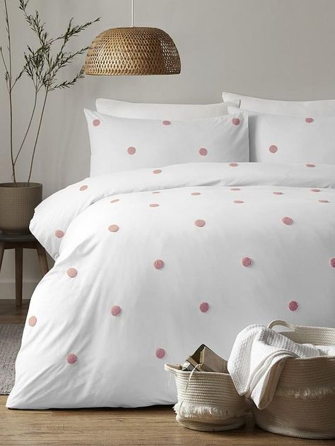 From Bedroom Sanctuary, 100 Cotton Duvet Covers, Pink Duvet Cover, Pink Dot, Sanctuary Bedroom, White Duvet, Polka Dot Design, Dot Design, Cotton Duvet Cover