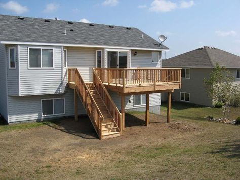 1 Two Story Deck, Second Floor Deck, Deck Building Plans, Second Story Deck, Deck Remodel, Diy Balcony, Patio Deck Designs, Pergola Attached To House, Deck Designs Backyard