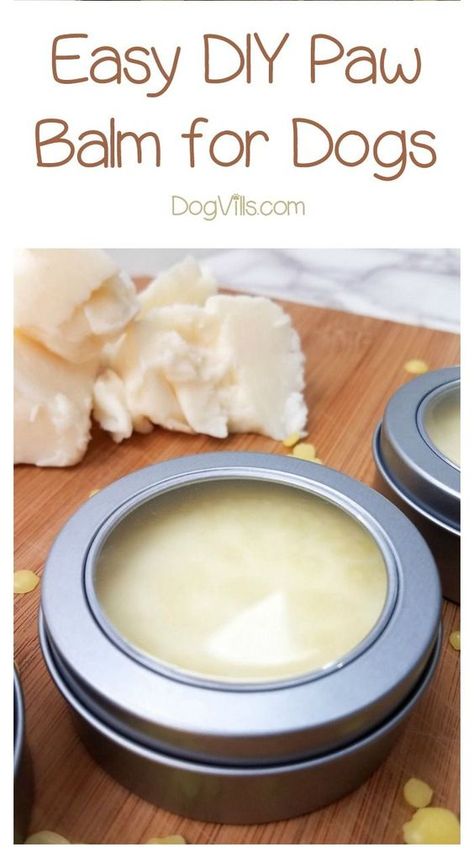 DIY paw balm in just a few minutes! Bonus: you can even use it on YOUR hands! Ingredients:  1/2 cup beeswax 1/4 cup mango butter 1/4 cup coconut oil 1/4 cup olive oil Paw Balm For Dogs, Dog Balm, Dog Paw Balm, Dog Paw Pads, Dogs Diy Projects, Balm Recipe, Coconut Oil For Dogs, Paw Balm, Dog Treats Homemade Recipes