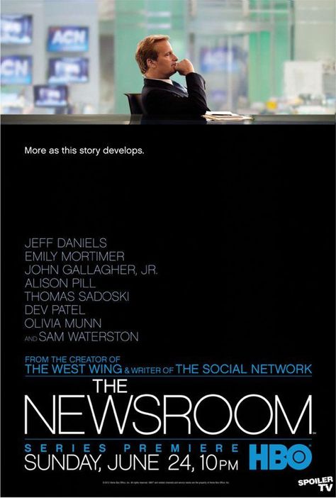 The Newsroom John Gallagher Jr, Thomas Sadoski, Aaron Sorkin, Sam Waterston, Alison Pill, Jeff Daniels, Emily Mortimer, The Newsroom, Movies And Series