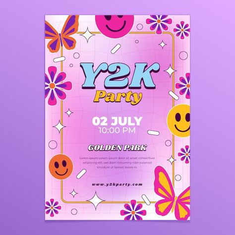 Canva Y2k Poster, Y2k Event Poster, Y2k Template, Y2k Poster Design, Y2k Banner, Bachelorette Dares, Poster 90s, 90s Poster, Y2k Poster