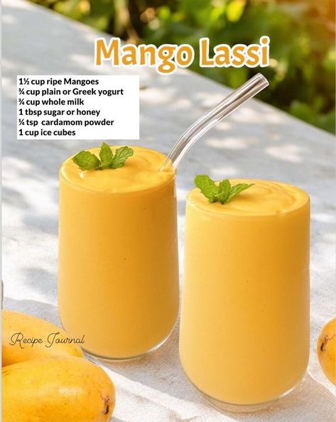 Recipe Journal Mango Lassi Recipe, Ice Cube Recipe, Mango Lassi Recipes, Mango Drink, Lassi Recipe, Health Tricks, Indian Mango, Indian Drinks, Mango Drinks