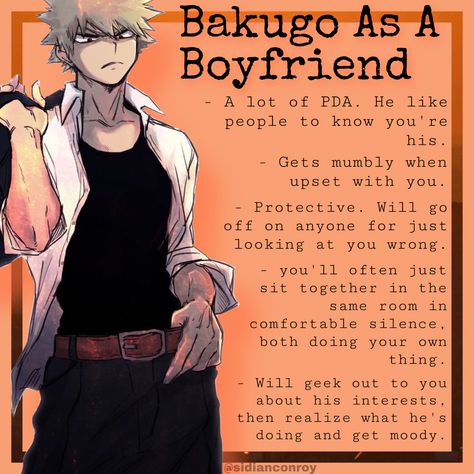 Yn And Bakugou, Mha Headcanons Bakugo, Bakugo Soft Headcanons, Anime As Boyfriend, Mha Characters As Boyfriends Spicy, As Your Boyfriend Anime, Head Cannons Mha, Bakugo Pomeranian, As A Boyfriend Anime