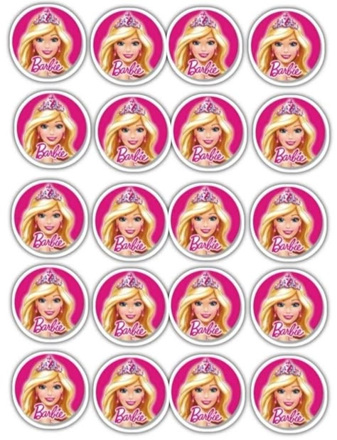 Barbie Cupcake Toppers Printable Free, Barbie Cupcake Topper, Barbie Cake Ideas Birthdays, Cupcakes Barbie, Topper Barbie, Barbie Party Supplies, Barbie Cupcakes, Barbie Birthday Invitations, Barbie Doll Birthday Cake