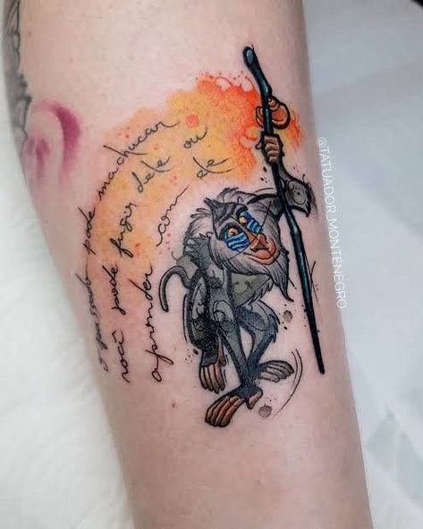 Rafiki Tattoo, Simba Tattoo, Lilo And Stitch Tattoo, Cartoon Tattoo Ideas, Lion King Tattoo, Animated Shows, Stitch Tattoo, Cartoon Tattoo, Small Tats