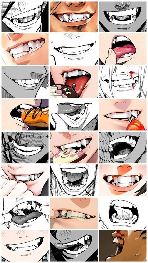 Drawing Ideas Hands, Anime Mouth Drawing, Teeth Drawing, Anime Mouths, Smile Drawing, Teeth Art, Drawing Face Expressions, Mouth Drawing, 얼굴 드로잉