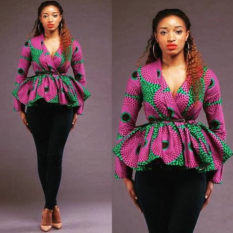 Beautiful Ankara Peplum Tops For a Beautiful Weekend Peplum Ankara, Peplum Top Outfits, Ankara Peplum Tops, Ankara Tops, African Print Tops, Beautiful Weekend, African Wear Dresses, African Print Dress Designs, Peplum Tops