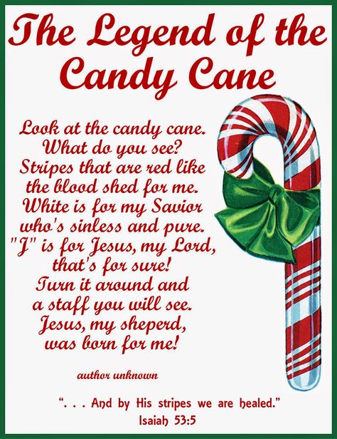 The Legend of the Candy Cane | FOR THE LOVE OF GOD Legend Of The Candy Cane, Candy Cane Story, Candy Cane Poem, Candy Cane Legend, Christmas Squares, Christmas Poems, Christmas Blessings, Candy Cane Christmas, Free Candy