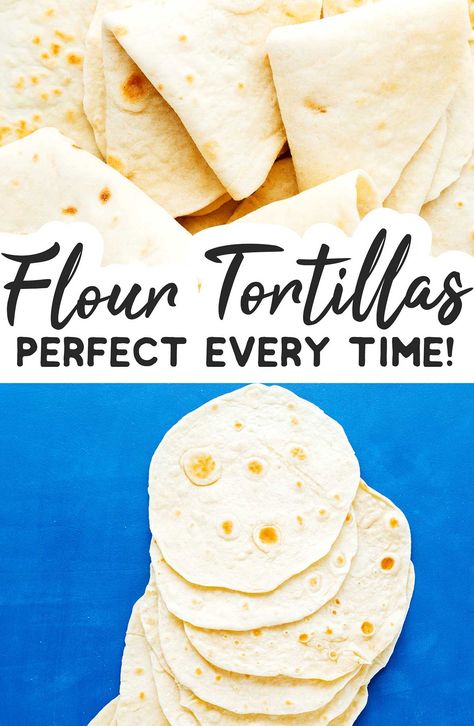 Who knew homemade flour tortillas could be so easy? With just 5 simple ingredients, you can have tender, pliable, delicious flour tortillas on your hands! Use these versatile vessels for burritos, wraps, quesadillas, and more! Flour Tortilla Recipe With Lard, Home Made Flour Tortillas, Tortilla Recipe With Lard, Flour Tortilla Recipe Mexican, Flour Tortilla Recipes, Home Made Tortillas, Lard Recipe, Easy Tortilla Recipe, Mexican Main Dishes