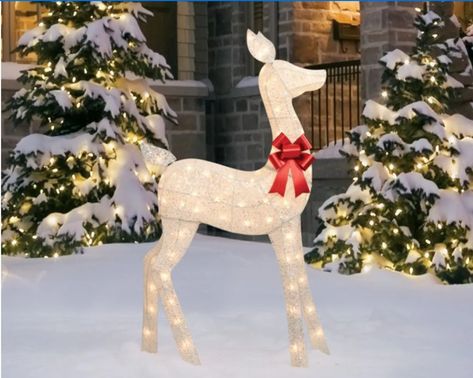 Outdoor Christmas Decorations Yard, Reindeer Lights, Reindeer Decorations, Deer Family, Christmas Yard Decorations, Christmas Yard, Family Set, Christmas Deer, Outdoor Christmas Decorations