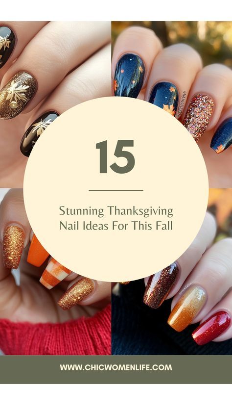 15 Stunning Thanksgiving Nail Ideas For This Fall Thanksgiving Day Nail Designs, Dip Nails Thanksgiving, Fall Nails For Thanksgiving, Thanks Giving Nail Design, Nails Between Thanksgiving And Christmas, Thanksgiving Nails Art, Fall And Thanksgiving Nails, Thanksgiving Dip Powder Nails, Elegant Thanksgiving Nails