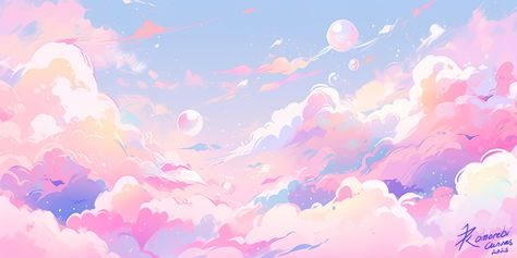 And another sky but in pink cos... why not? #skies #sky #skyandclouds #pinksky #fluffyclouds #pinkclouds #cottonclouds #cottoncandy #pink #whynot #cloudillustration #skyillustration #animesky #natureillustration #digitalart #digitalillustration #instart #artofinstagram #artgram Pink Sky Header, Pink Mac Wallpaper Aesthetic, How To Paint The Sky, Pastel Pc Wallpaper, Cute Pc Background, Clouds Background For Editing, Wallpaper Ipad Landscape, Blue Pink Header, Pink And Blue Banner