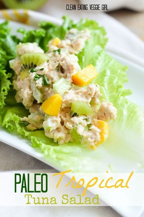 Paleo Tropical Tuna Salad {Gluten-Free, Grain-Free, Dairy-Free, Nightshade-Free, Soy-Free, Nut-Free, Pescetarian} | cleaneatingveggiegirl.com Paleo Salad, Chicken Wrap Recipes, Healthy Food Facts, Fish Salad, Paleo Lunch, Paleo Dinner, Healthy Diet Recipes, Tuna Salad, Convenience Food