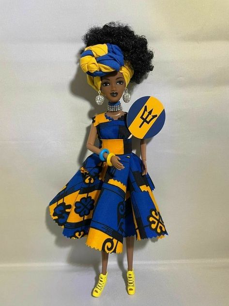 Caribbean Flags, African Dolls, Clothes For Kids, Diy Creative Crafts, Black Doll, Diy Creative, Barbados, African Clothing, Creative Crafts