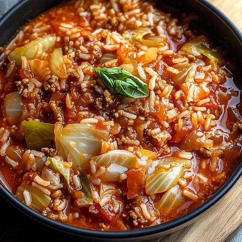 Unstuffed Cabbage Rolls Recipe - Insanely Good Lazy Cabbage Rolls, Rolls Recipe Easy, 1 Pot Meals, Unstuffed Cabbage Rolls, Cabbage Roll Casserole, Ground Beef And Cabbage, Cabbage Rice, Unstuffed Cabbage, Cabbage Rolls Recipe