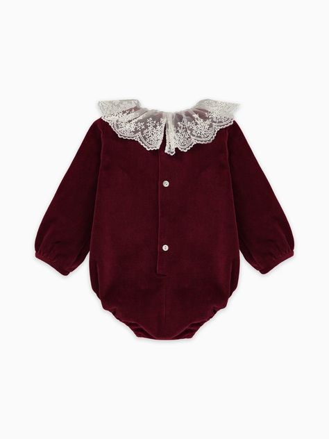 Spanish Baby Clothes, Spanish Outfits, Smocked Dresses, Fashionable Baby Clothes, Kids Fashion Clothes, Burgundy Velvet, Baby Costumes, Baby Romper