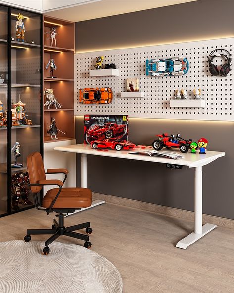 Do you like the idea of Lego & adjustable table

#LEGO #standingdesk Lego Set Up Ideas, Legos In Living Room, Lego Rooms For Adults, Pre Teen Boys Room Lego, Modern Lego Room, Pegboard Lego Display, Lego Aesthetic Room, Diy Lego Wall Board, Lego Building Room Ideas