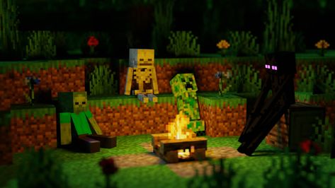 ArtStation - Minecraft Buddies — Overworld [night version] Robert Wilson, Minecraft Mobs, Player One, First Night, Night Time, Minecraft, Canon, Quick Saves