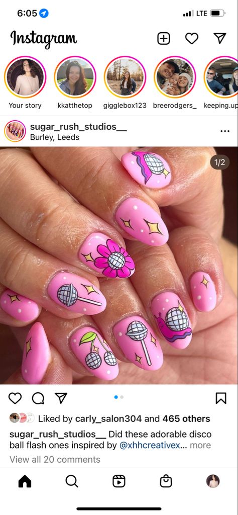 Disco Acrylic Nails, Disco Nail Designs, Disco Ball Nails Designs, Disco Ball Nail Art, Pink Disco Nails, Glastonbury Nails, Disco Nail Art, Disco Nails Designs, 21st Birthday Nail Ideas