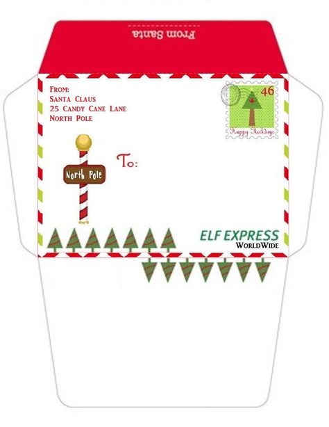 Elf On Shelf Printables, Christmas Envelope Template, Christmas Card Verses, Free Printable Envelopes, Elf Printables, Christmas Card Envelopes, Santa Template, Santa Letter Template, Elf Letters