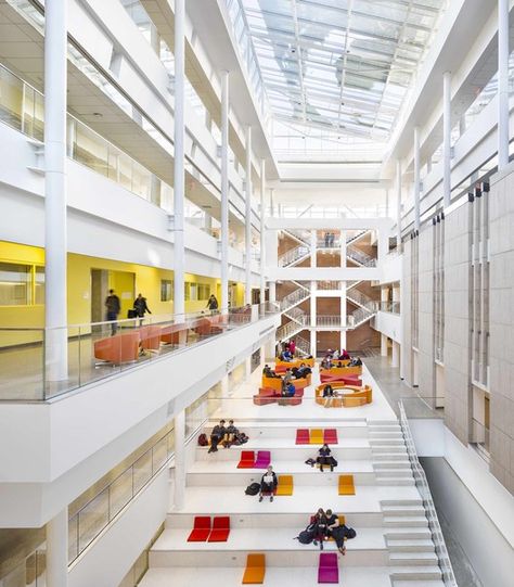 School Atrium, Atrium Architecture, Engineering School, Atrium Design, School Building Design, University Architecture, Design Architect, School Interior, Education Architecture