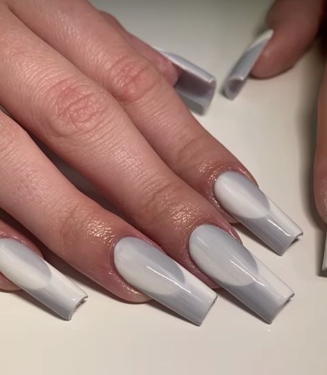 Vertical French Ombre Nails, Half And Half Ombre Nails, New Ombre Nail Trend, Double Ombre French Tip Nails, Middle Ombre Nails, Tik Tok Nail Designs, Two Tone Ombre Nails, Ombre Illusion Nails, Double Ombre Nails