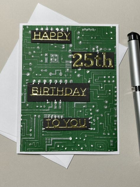 Circuit Board Birthday for the tech geek Computer Birthday Party Ideas, Computer Party Decorations, Computer Card, Geek Birthday, Pc Decoration, Cards For Guys, Happy 25th Birthday, Diy Tech, Computer Geek