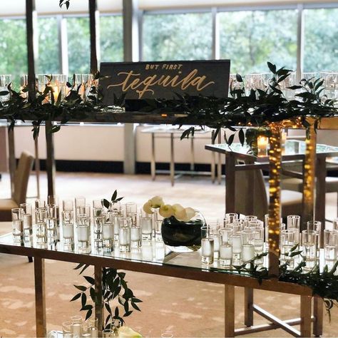 Here’s your weekly “how do I integrate tequila shots into my wedding?” post | @absoluteevent Tequila Fountain Wedding, Tequila Wedding Ideas, Tequila Tasting Bar, Tequila Shot Wall Wedding, Tequila Bar Wedding, Open Bar Wedding, Bar Corner, 23 Birthday, Sunrise Wedding