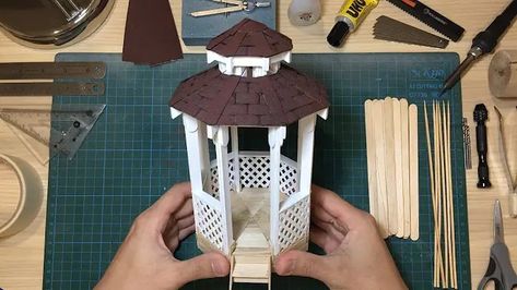 Miniature Gazebo, Modern Gazebo, Architecture Models, Mini Houses, Popsicle Sticks, Amigurumi Free, Mini House, Diy Dollhouse, Amigurumi Free Pattern