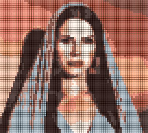 Lana Del Rey Perler Beads, The Weeknd Alpha Pattern, Mitski Alpha Pattern, Lana Del Rey Alpha Pattern, Crochet Grid Patterns Lana Del Rey, Lana Del Rey Tapestry Crochet, Lana Del Rey Cross Stitch, Ariana Grande Alpha Pattern, Chappell Roan Alpha Pattern