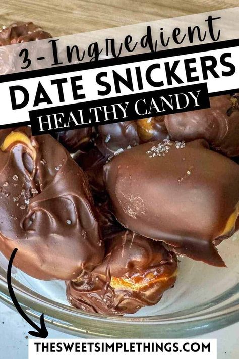 These homemade date snickers are super easy and great for healthy treats and low sugar desserts. Made with all whole food ingredients, these are a crowd pleaser that you can feel good about indulging in. Delicious healthy desserts have never been easier to make. These healthy homemade snickers bars are great for adults and kids alike. These stuffed date snickers are made with deglet noor dates but you can use medjool dates if you prefer! Deglet Noor Dates, Date Snickers, Homemade Snickers Bars, Date Recipes Desserts, Low Sugar Desserts, Healthy Candy, Homemade Snickers, Medjool Dates, Food Ingredients