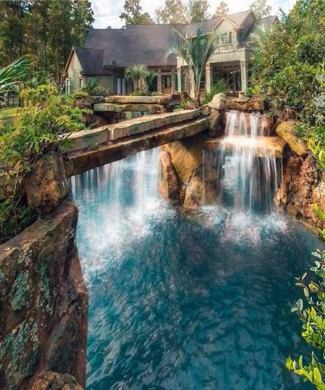 Top 70 Best Backyard Waterfalls - Water Feature Design Ideas Insane Pools, Lagoon Pool, Waterfalls Backyard, Pool Waterfall, Luxury Pools, Water Fall, Dream Pools, Swimming Pool Designs, Dream Backyard