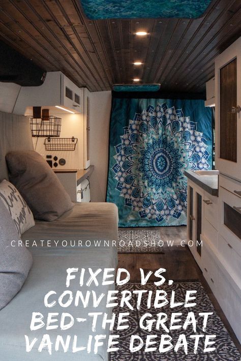 We dive into the great debate of fixed bed vs. Convertible bed and explsin how our convertible bed works in our campervan Ford Van Conversion, Bed Placement, Campervan Awnings, Van Conversion Layout, Van Bed, Diy Van Conversions, Convertible Bed, Tiny Living Space, Murphy Bed Diy