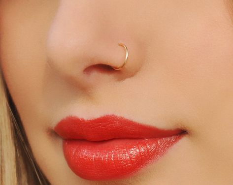 FAKE NOSE RING Fake Piercing Fake Ring Nose Gold Filled | Etsy Anushka Images, Fake Ring, Bodysuit Tattoos, Beautiful Nose, Double Nose Piercing, Fake Nose Ring, Nose Ring Jewelry, Nose Rings Studs, Gold Nose Ring