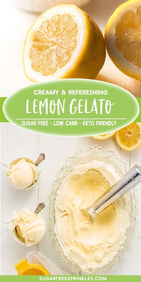 Lemon Gelato, Gelato Recipe, Desserts Keto, Low Carb Ice Cream, Ice Cream Maker Recipes, Low Carb Recipe, Homemade Ice Cream Recipes, Sugar Free Low Carb, Sorbet Recipes