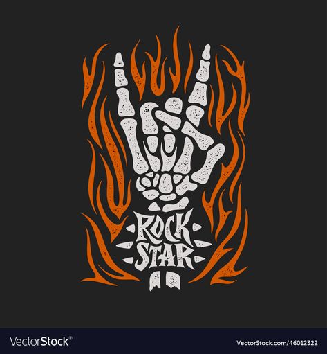 Rock And Roll Graphic Design, Heavy Metal Typography, Rockstar Graphic Design, Rockstar Typography, Rock Music Illustration, Rock Tshirt Design, Rockstar Drawing, Rock Typography, Rock Graphic Design