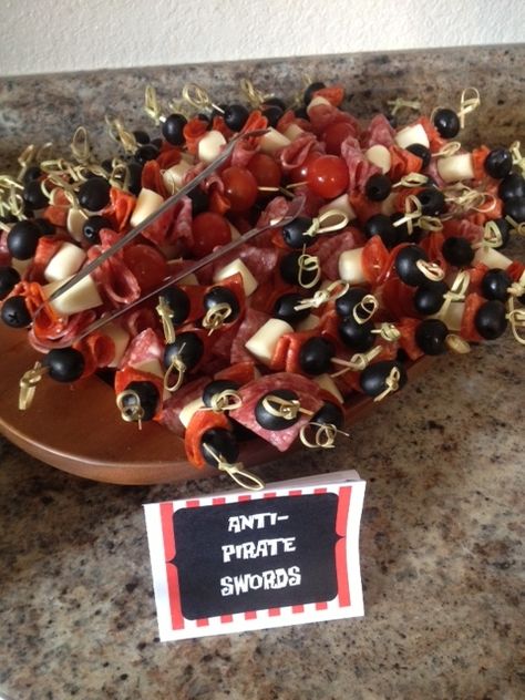 A Pirate Looks At 40 Party Birthday, Pirate Party Appetizers, Pirate Appetizers Party Snacks, Pirate Theme Games For Adults, Pirate Themed Appetizers, Pirate Party Food For Adults, Pirate Food Party, Pirate Themed Food For Adults, Pirate Appetizers