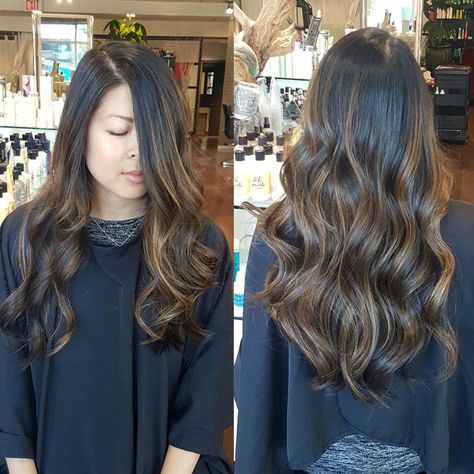 Asian balayage - done without bleach to keep hair looking healthy Dark Brown Hair Balayage Without Bleach, Balayage Without Bleaching, Balayage Hair Without Bleach, Without Bleach Hair Color For Black Hair, Balayage Without Bleach, Highlights Without Bleach, No Bleach Balayage Dark Hair, Hair Colour Without Bleach, Bleach Beach