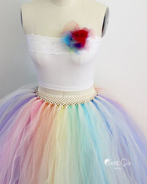 Rainbow Prom Dress, Maxi Tulle Skirt, Skirt Puffy, Rainbow Wedding Dress, Puffy Tulle Skirt, Tulle Skirt Tutorial, Tutu Tutorial, Tule Rok, How To Make Tutu