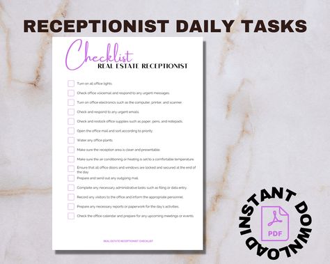 Legal Receptionist, Realtor Checklist, Real Estate Checklist, Receptionist Desk, Boss Motivation, Beauty Rules, Spa Reception, Realtor Branding, Listing Presentation