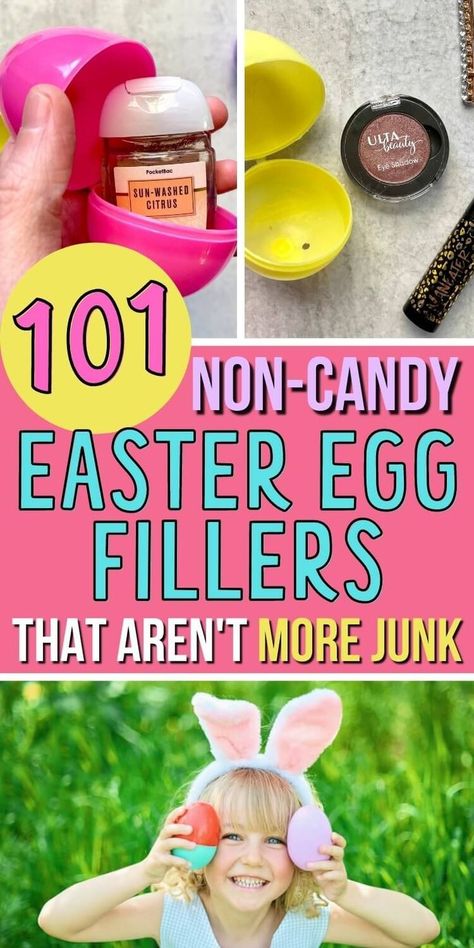 Looking for Easter egg filler ideas for kids? Whether you have toddlers or tweens and teens, you'll find some of the best Easter egg stuffers for plastic eggs here! And all of these plastic Easter egg fillers are kid-approved too - My own kids helped me come up with the list! What To Put In Easter Eggs For Toddlers, Egg Stuffers For Toddlers, Easter Egg Ideas For Kids, Fun Easter Egg Fillers, What To Put In Plastic Easter Eggs, Non Junk Easter Egg Fillers, Non Candy Easter Egg Ideas, Easy Easter Egg Hunt Ideas, Toddler Egg Fillers