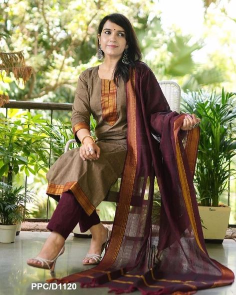 South Cotton Suit Designs, Cotton Suit Designs, Patiyala Dress, Silk Kurti Designs, Kurti Pant, Neck Designs For Suits, Cotton Kurti Designs, Kurti Collection, Kurtis With Pants