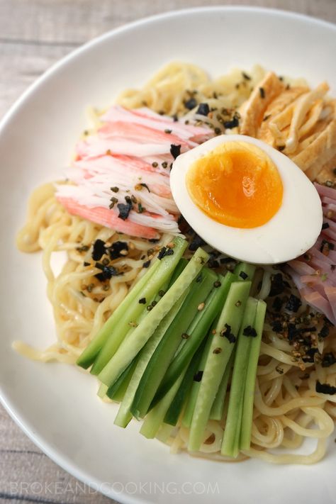 Rice Vinegar Dressing, Egg Crepes, Hiyashi Chuka, Cold Ramen, Chicken And Tomatoes, Wakame Seaweed, Steamed Chicken, Small Cucumber, Pickled Ginger