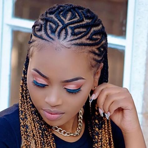 Cornrow Hairstyle, Latest Braided Hairstyles, Latest Hair Braids, Cornrows Braids For Black Women, Hairstyles For Ladies, Short Box Braids Hairstyles, Simple Hairstyles, African Hair Braiding Styles, Afrikaanse Mode