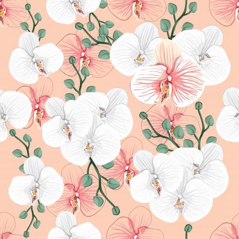 Phone Backgrounds Patterns, Orchid Illustration, Fabric Painting Techniques, Event Organizer, Phone Background Patterns, Textile Prints Design, Flower Watercolor, Orchid Flowers, Pink Orchids