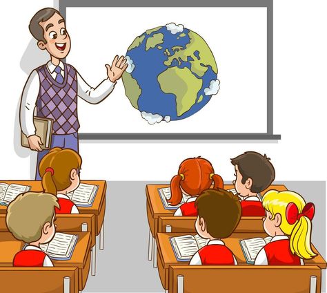 Teacher Teaching Students Photos, Teacher Teaching In Classroom Drawing, Teacher Illustration Teaching, Classroom Pictures Of Students, Teacher Teaching In Classroom Picture, Teachers Teaching In Classroom, Teacher And Student Images, Classroom Illustration, Writing Cartoons