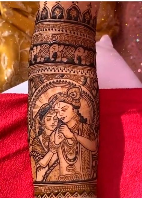 Mehandi Designs Radha Krishna, God Mehandi Design, Radhakrishnan Mehndi Designs, Radha Krishna Mehndi Design Bridal, Ram Sita Mehendi Design, Wedding Mehandhi, Radha Krishna Mehandi Design, Radhe Krishna Mehndi Designs, Radha Krishna Mehendi Designs