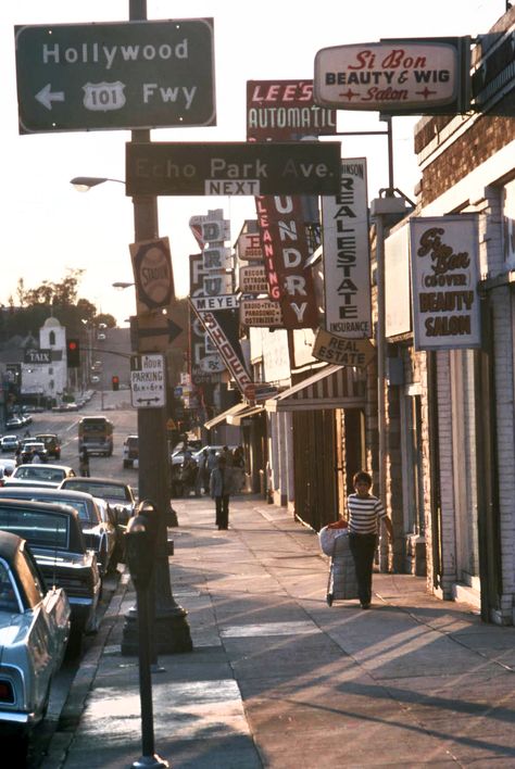 Sunset Boulevard, east of Echo Park Ave. [1976] Echo Park Los Angeles, Los Angeles Sunset, Sunset Strip, 90s Aesthetic, Summer Photoshoot, Echo Park, California Dreamin', West Hollywood, Film Camera